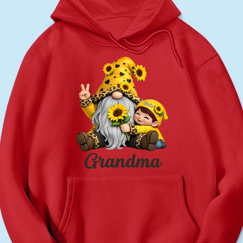 Gnome Grandma & Grandkids Sunflower - Personalized Shirt - Sentimental Gift for Grandma