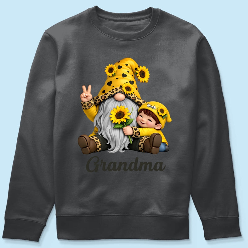 Gnome Grandma & Grandkids Sunflower - Personalized Shirt - Sentimental Gift for Grandma