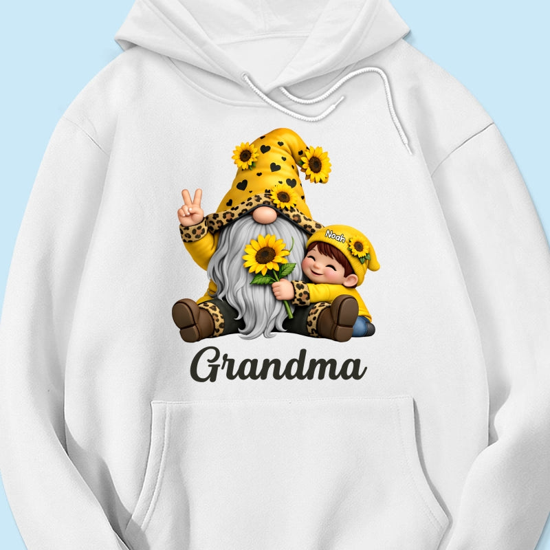Gnome Grandma & Grandkids Sunflower - Personalized Shirt - Sentimental Gift for Grandma