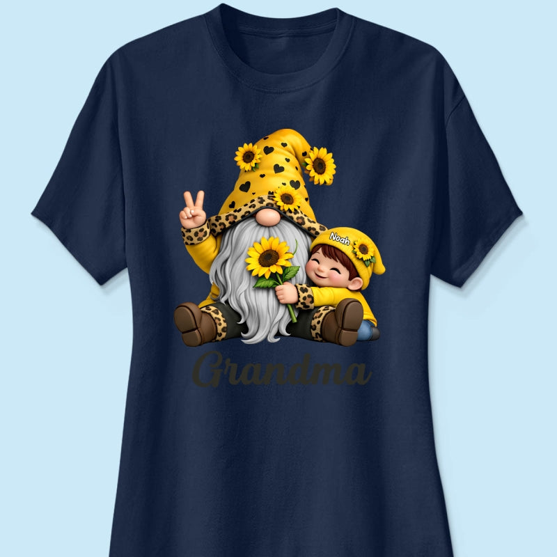 Gnome Grandma & Grandkids Sunflower - Personalized Shirt - Sentimental Gift for Grandma