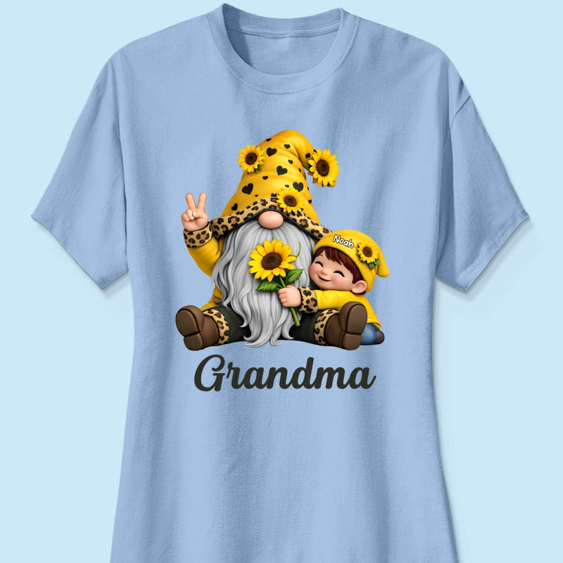 Gnome Grandma & Grandkids Sunflower - Personalized Shirt - Sentimental Gift for Grandma