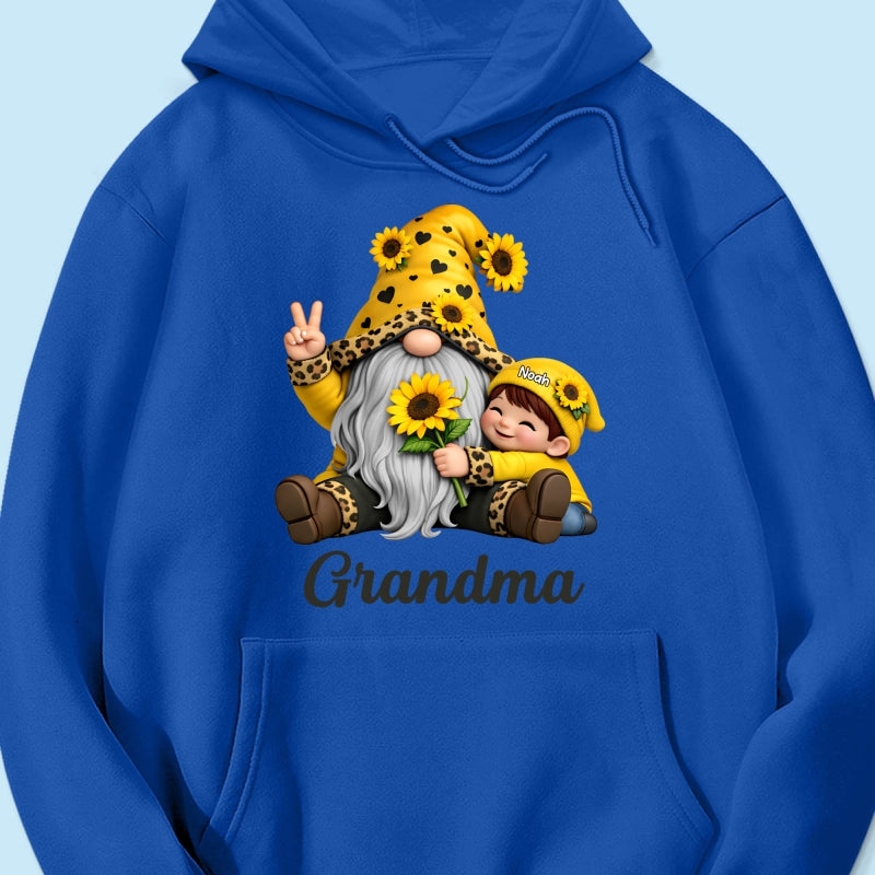 Gnome Grandma & Grandkids Sunflower - Personalized Shirt - Sentimental Gift for Grandma