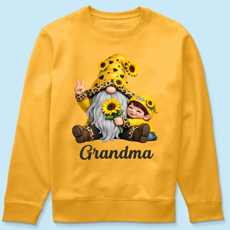 Gnome Grandma & Grandkids Sunflower - Personalized Shirt - Sentimental Gift for Grandma