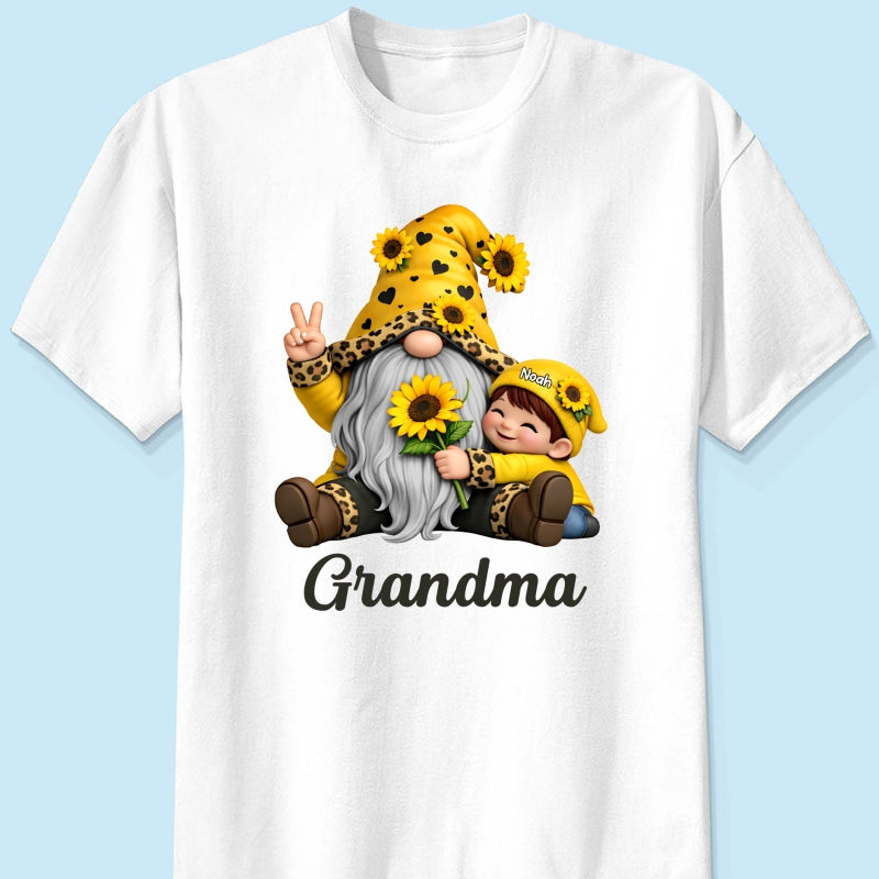 Gnome Grandma & Grandkids Sunflower - Personalized Shirt - Sentimental Gift for Grandma