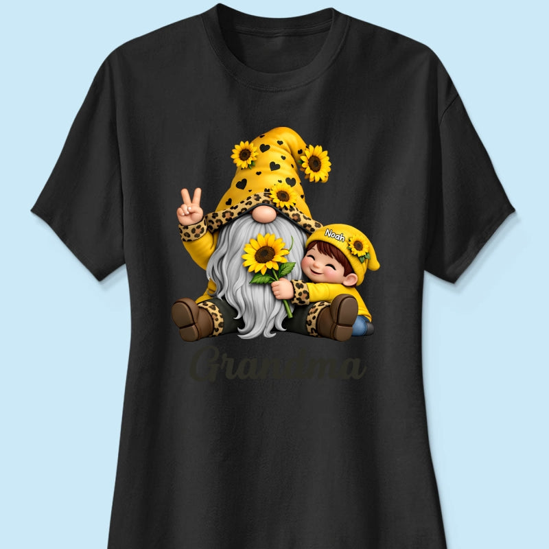 Gnome Grandma & Grandkids Sunflower - Personalized Shirt - Sentimental Gift for Grandma