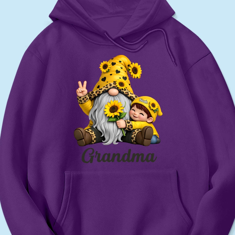 Gnome Grandma & Grandkids Sunflower - Personalized Shirt - Sentimental Gift for Grandma