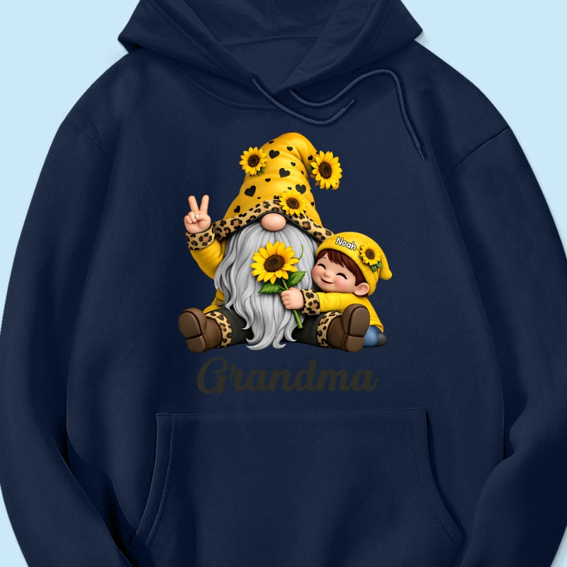 Gnome Grandma & Grandkids Sunflower - Personalized Shirt - Sentimental Gift for Grandma
