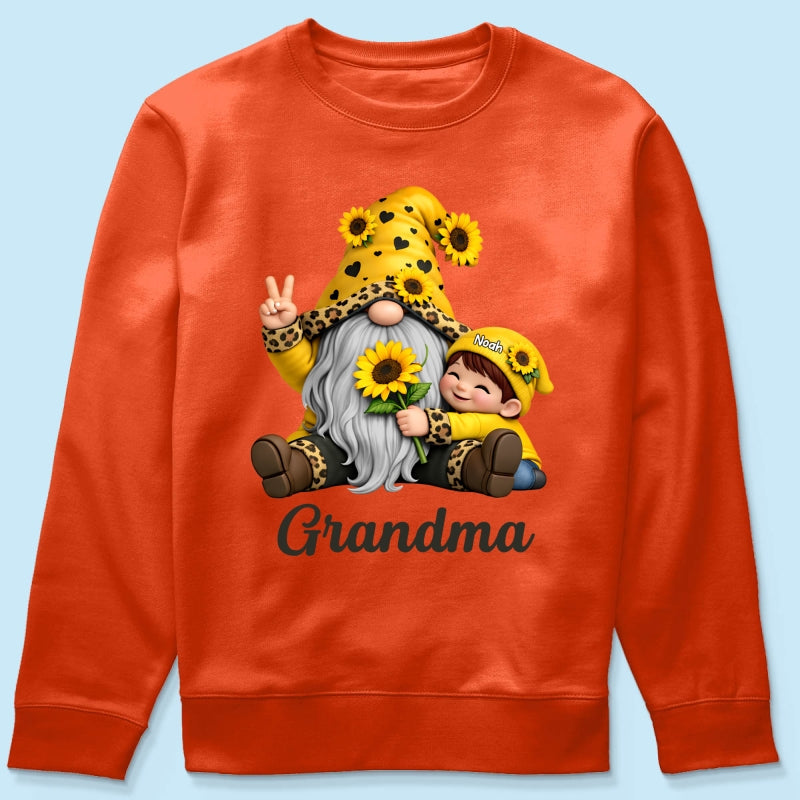 Gnome Grandma & Grandkids Sunflower - Personalized Shirt - Sentimental Gift for Grandma