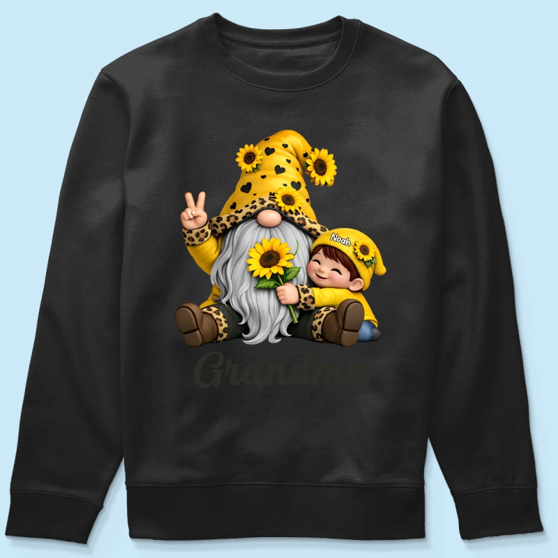 Gnome Grandma & Grandkids Sunflower - Personalized Shirt - Sentimental Gift for Grandma