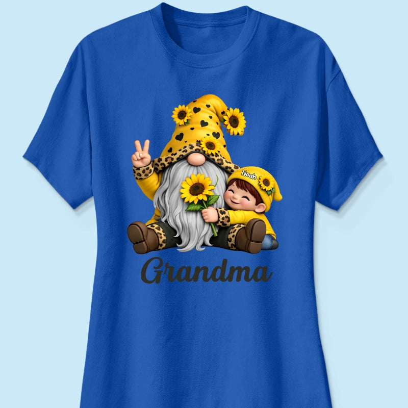 Gnome Grandma & Grandkids Sunflower - Personalized Shirt - Sentimental Gift for Grandma