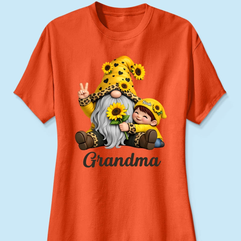 Gnome Grandma & Grandkids Sunflower - Personalized Shirt - Sentimental Gift for Grandma