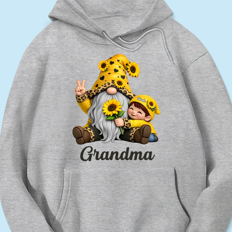 Gnome Grandma & Grandkids Sunflower - Personalized Shirt - Sentimental Gift for Grandma
