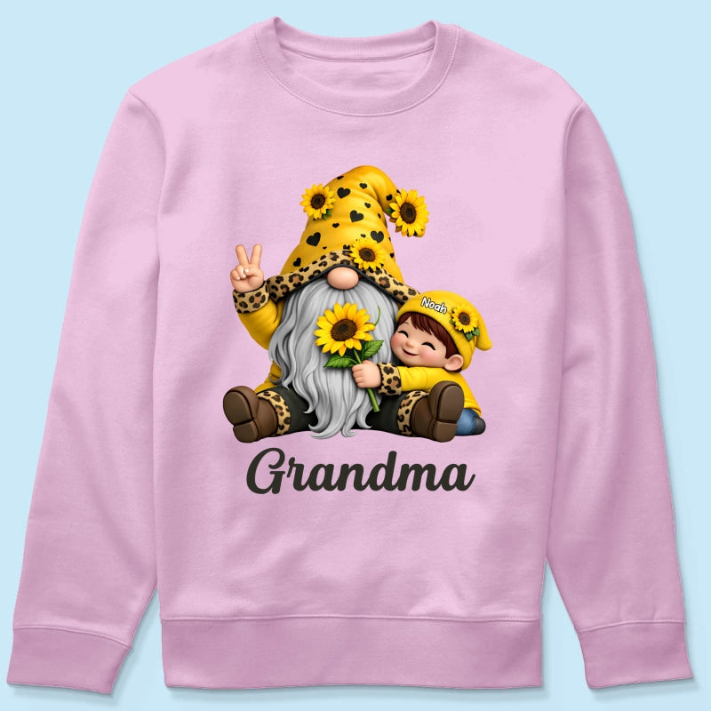 Gnome Grandma & Grandkids Sunflower - Personalized Shirt - Sentimental Gift for Grandma