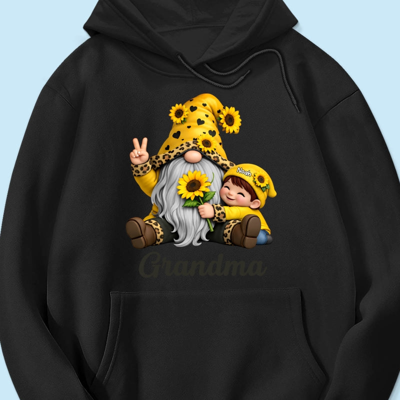 Gnome Grandma & Grandkids Sunflower - Personalized Shirt - Sentimental Gift for Grandma