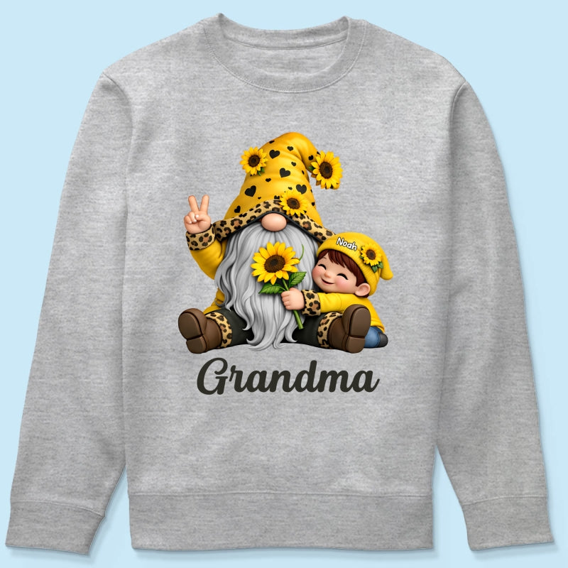 Gnome Grandma & Grandkids Sunflower - Personalized Shirt - Sentimental Gift for Grandma