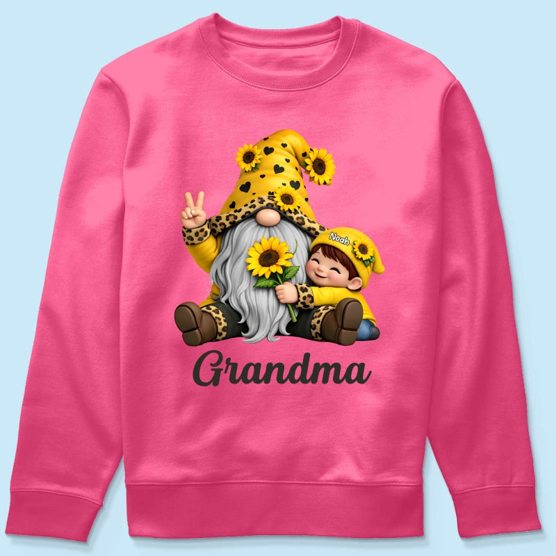 Gnome Grandma & Grandkids Sunflower - Personalized Shirt - Sentimental Gift for Grandma