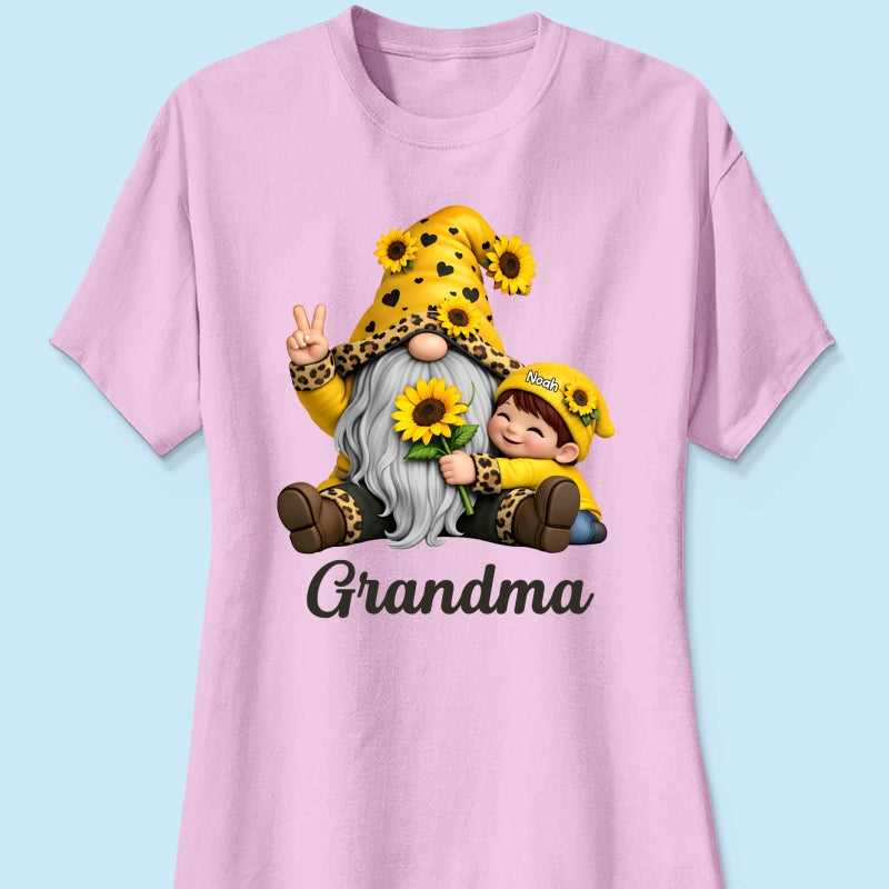 Gnome Grandma & Grandkids Sunflower - Personalized Shirt - Sentimental Gift for Grandma