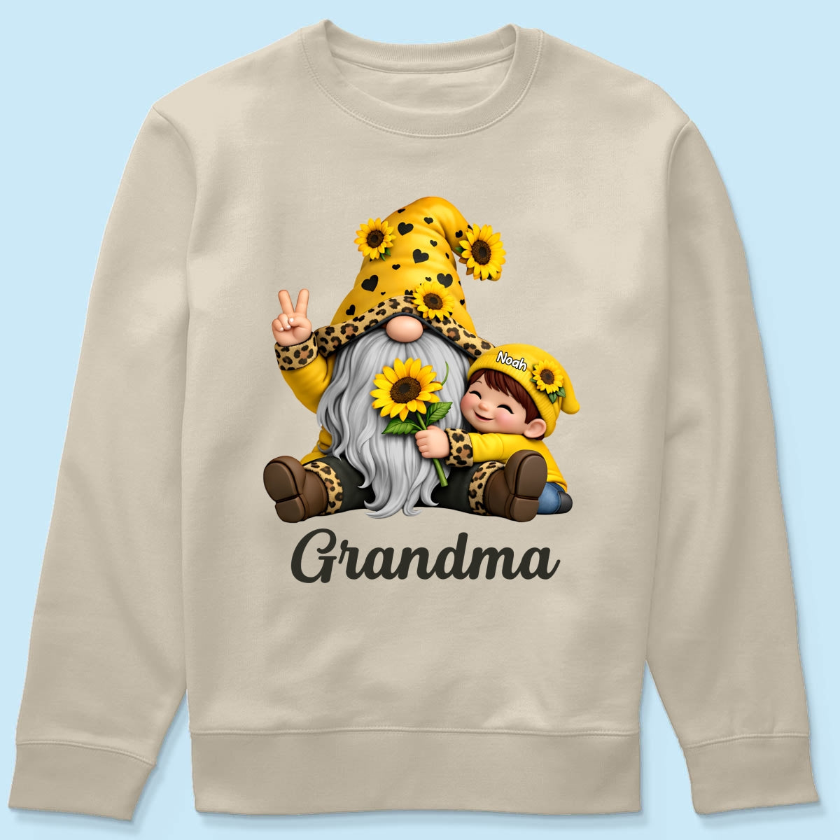 Gnome Grandma & Grandkids Sunflower - Personalized Shirt - Sentimental Gift for Grandma