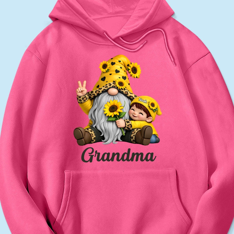 Gnome Grandma & Grandkids Sunflower - Personalized Shirt - Sentimental Gift for Grandma