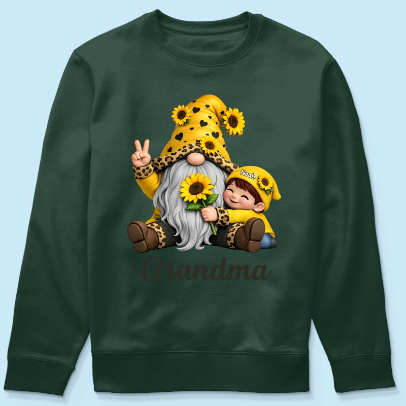 Gnome Grandma & Grandkids Sunflower - Personalized Shirt - Sentimental Gift for Grandma