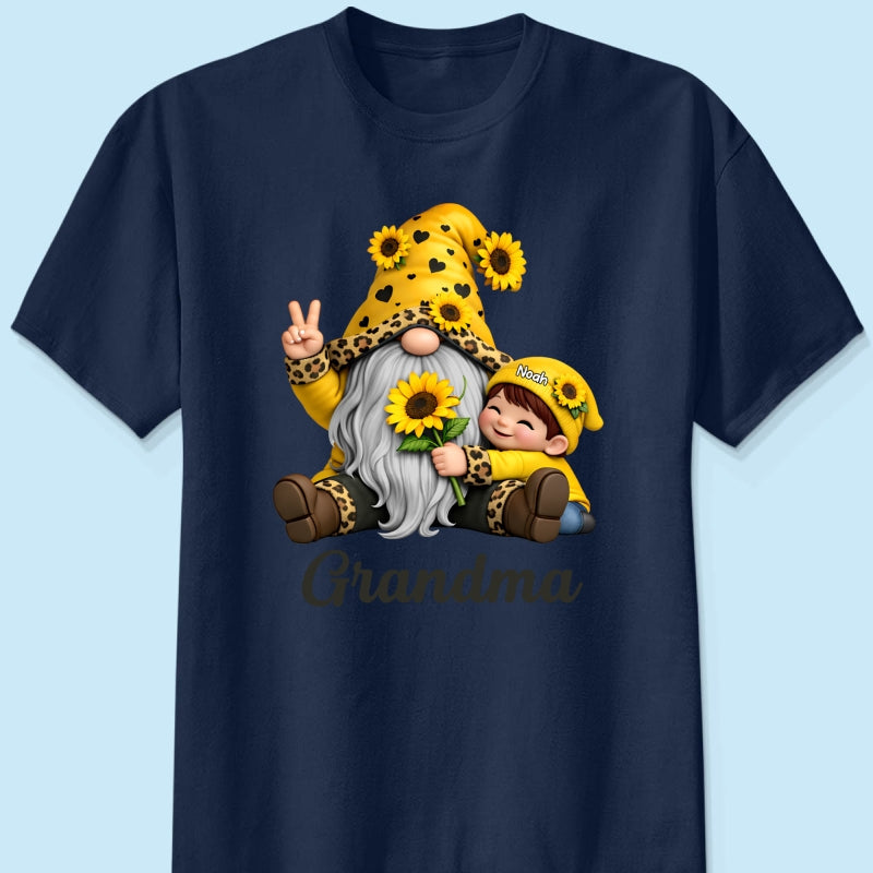 Gnome Grandma & Grandkids Sunflower - Personalized Shirt - Sentimental Gift for Grandma