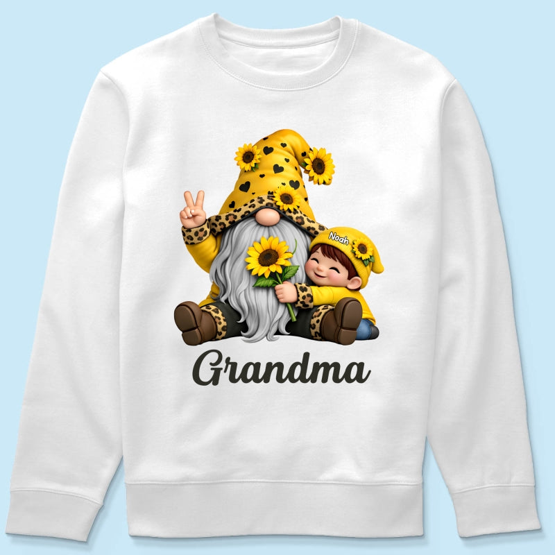 Gnome Grandma & Grandkids Sunflower - Personalized Shirt - Sentimental Gift for Grandma