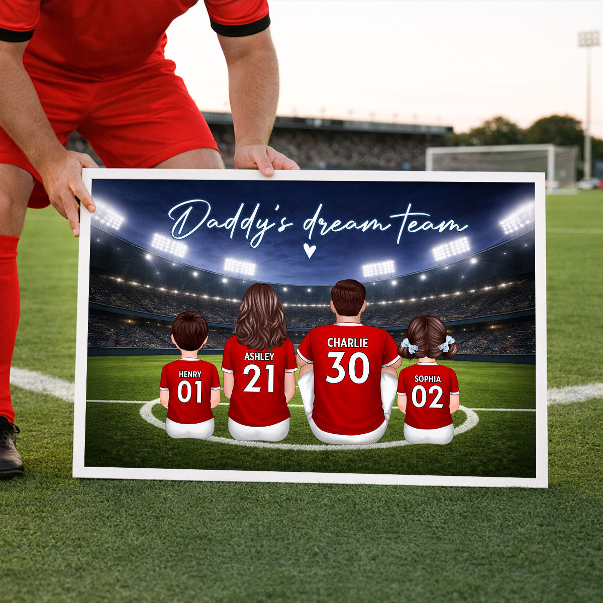 Family Soccer Daddy's Dream Team - Personalized Poster - Gift For Soccer Dad, Gift For Family