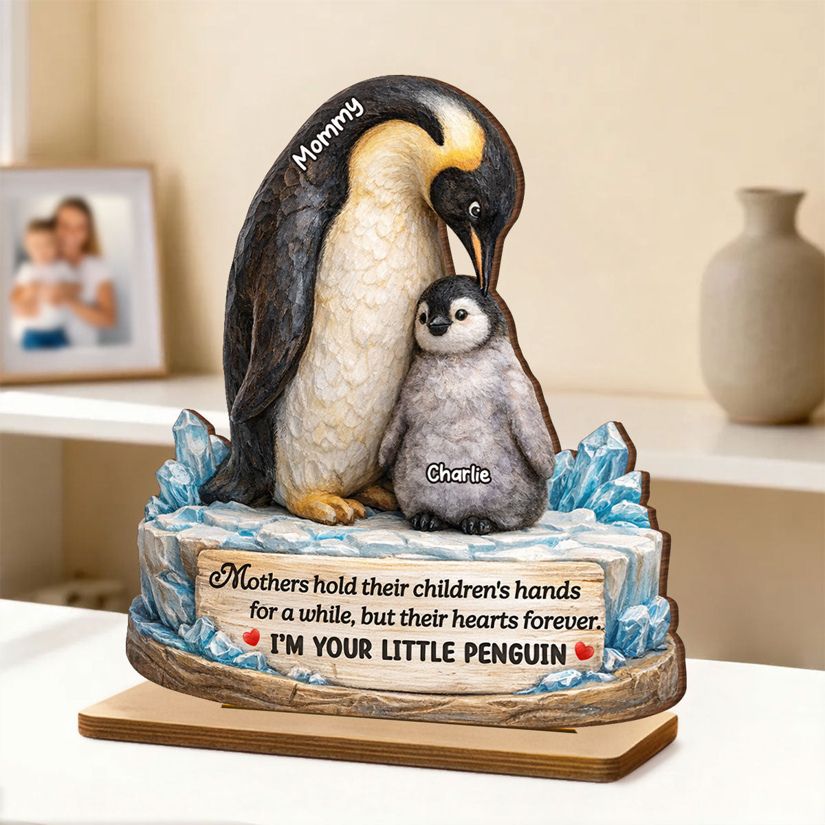 Mothers Hold Children's Hearts Forever - Personalized 2-Layered Wooden Plaque - Heartfelt Mother's Day Gift for Mom, Wife