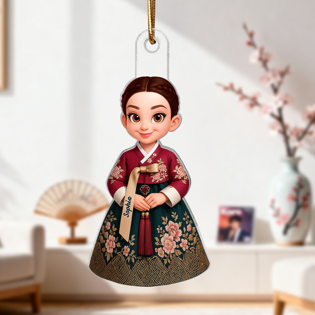 3D Effect Man Woman Korean Hanbok - Personalized Acrylic Ornament - Gift For Korean, Korean Lovers
