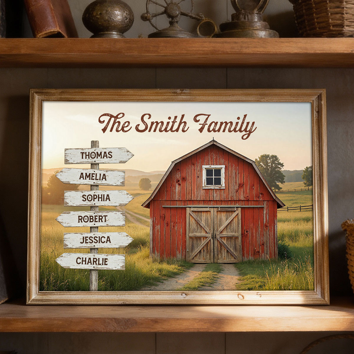 Nostalgia Barn House Family Sign Posts - Personalized Poster - Gift For Family, Farmhouse Decor