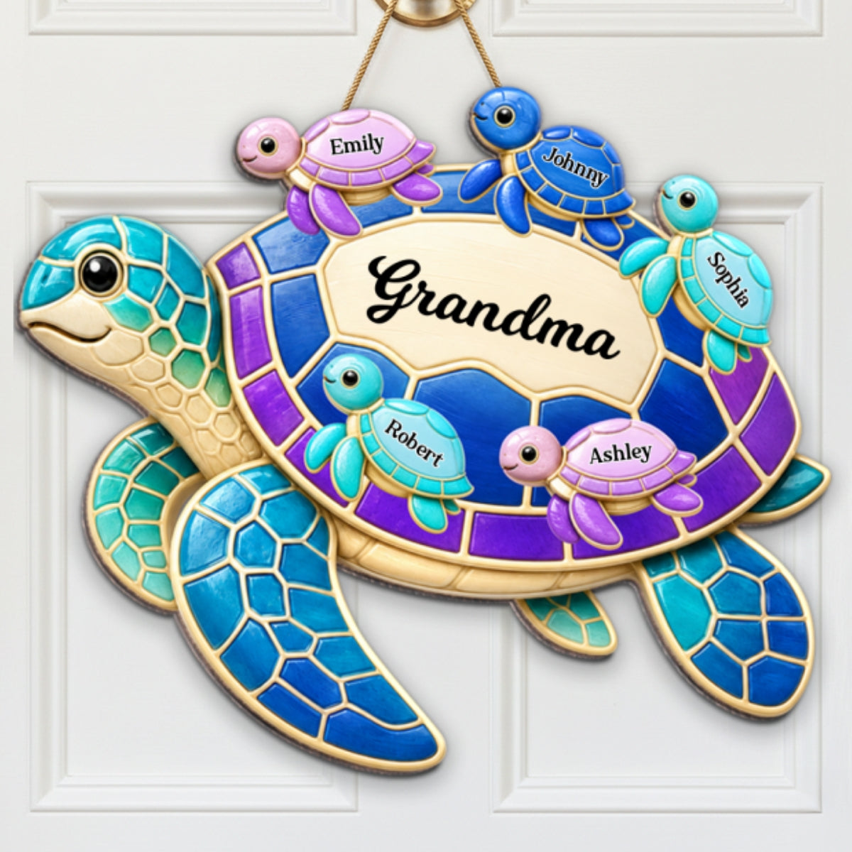 Summer Vibe Grandma Turtle - Personalized Wood Sign - Gift For Grandma, Summer Decoration