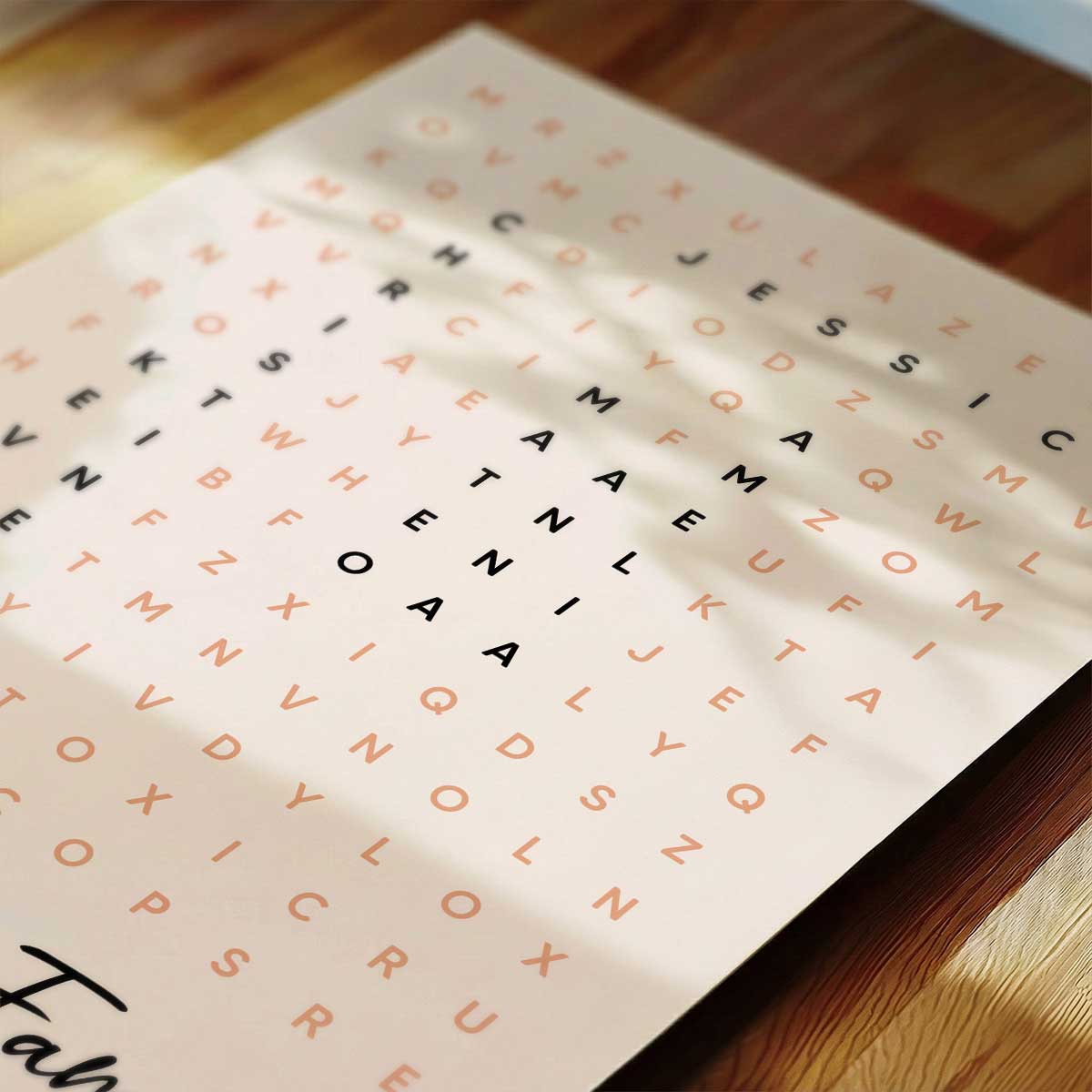 Family Name Word Search Puzzle Created In A Moment, Treasured Forever - Personalized Poster