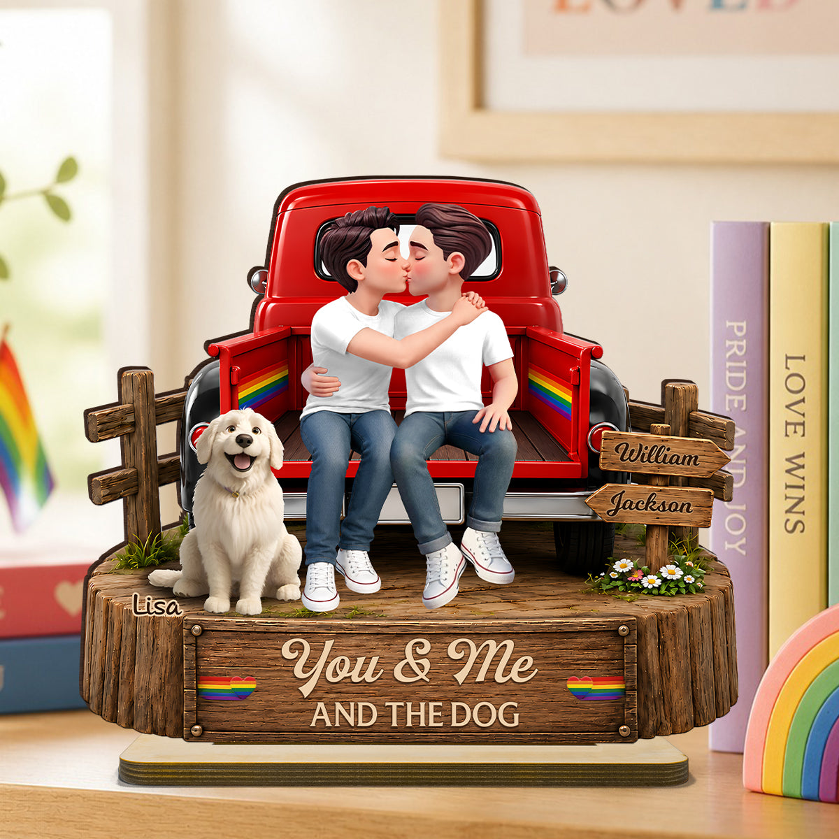 LGBT+ Couple You & Me And The Dogs - Personalized 2-Layered Wooden Plaque - Gift For Couple, Happy Pride Month