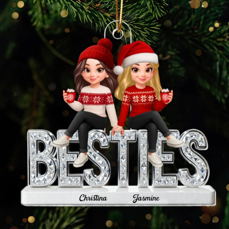 [BUY 2 GET 1 FREE] 3D Shinning Effect Besties Christmas - Personalized Acrylic Ornament - Gift For Best Friends