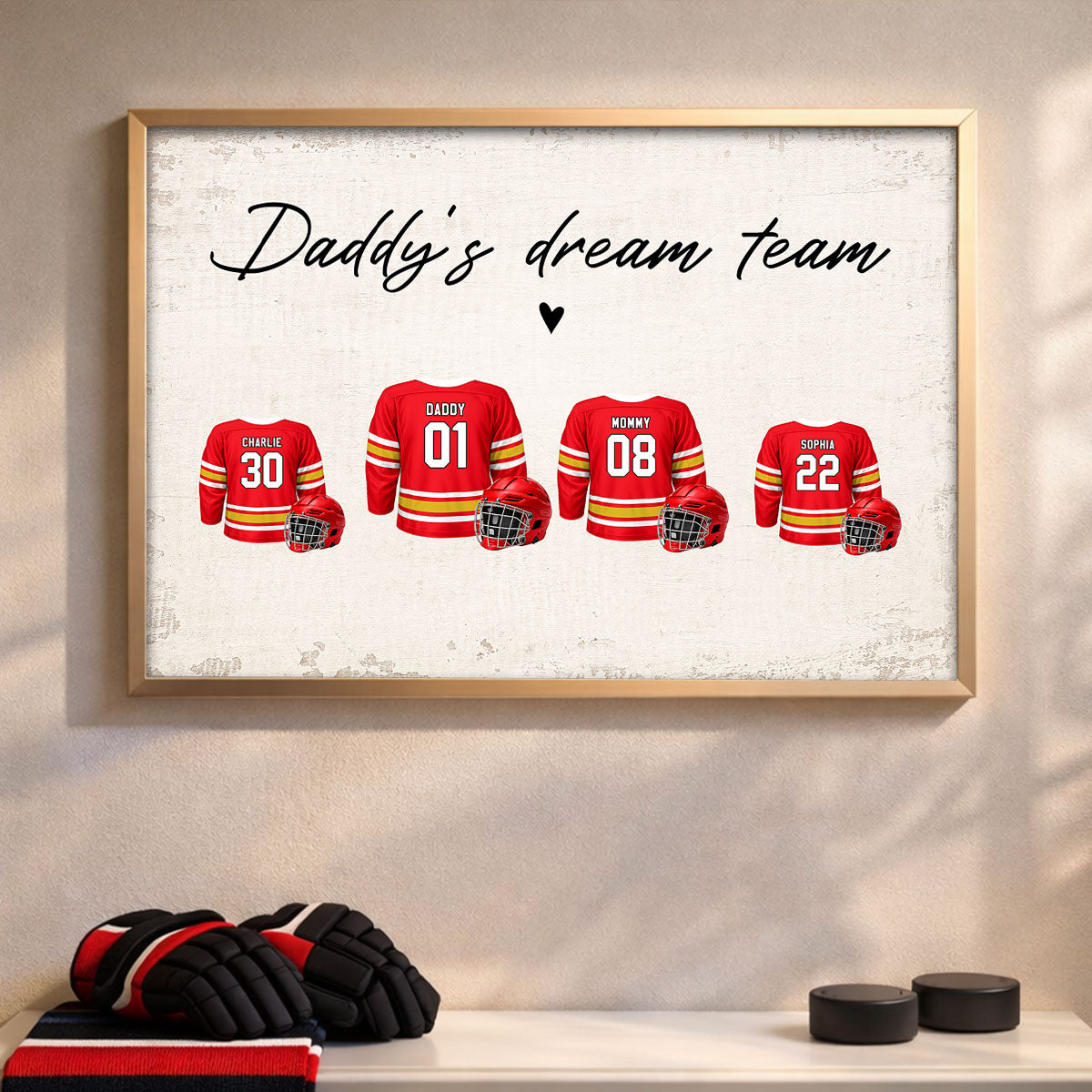 Daddy's Dream Team Hockey Family - Personalized Poster - Gift For Hockey Family