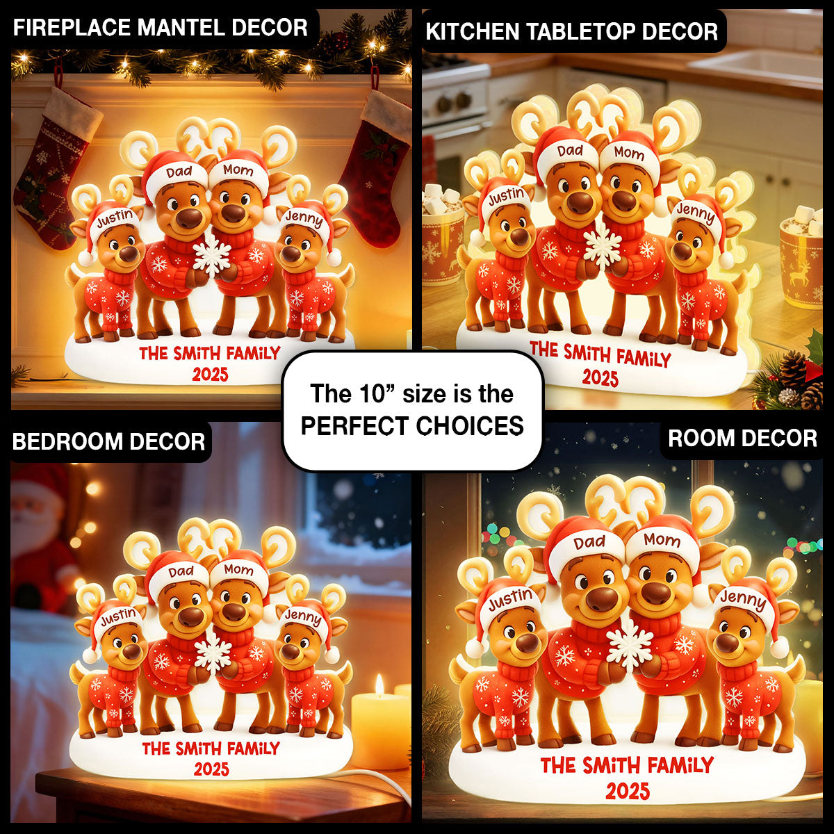 Family Reindeer - Personalized Light Box - Heartwarming Festive Christmas Decor