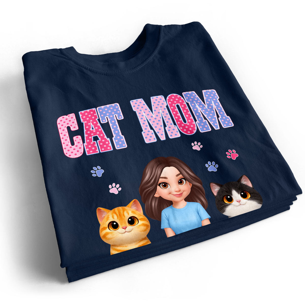 Trending 2026 Polka Dot Pattern Spring Summer Vibe Cat Mom - Personalized Shirt - Mother's Day Gift For Cat Mom