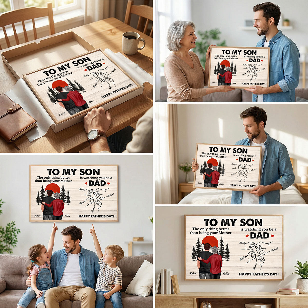 Retro Vintage Sunset To My Son Watching You Be A Dad - Personalized Poster - Father's Day Gift For Son