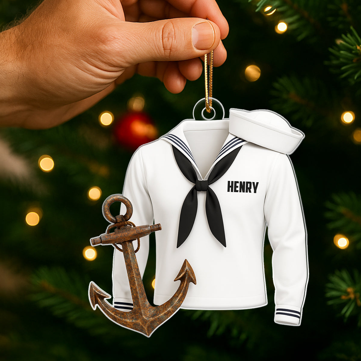 Sail with Courage & Pride – Personalized Acrylic Ornament – Appreciation Gift for Navy Heroes