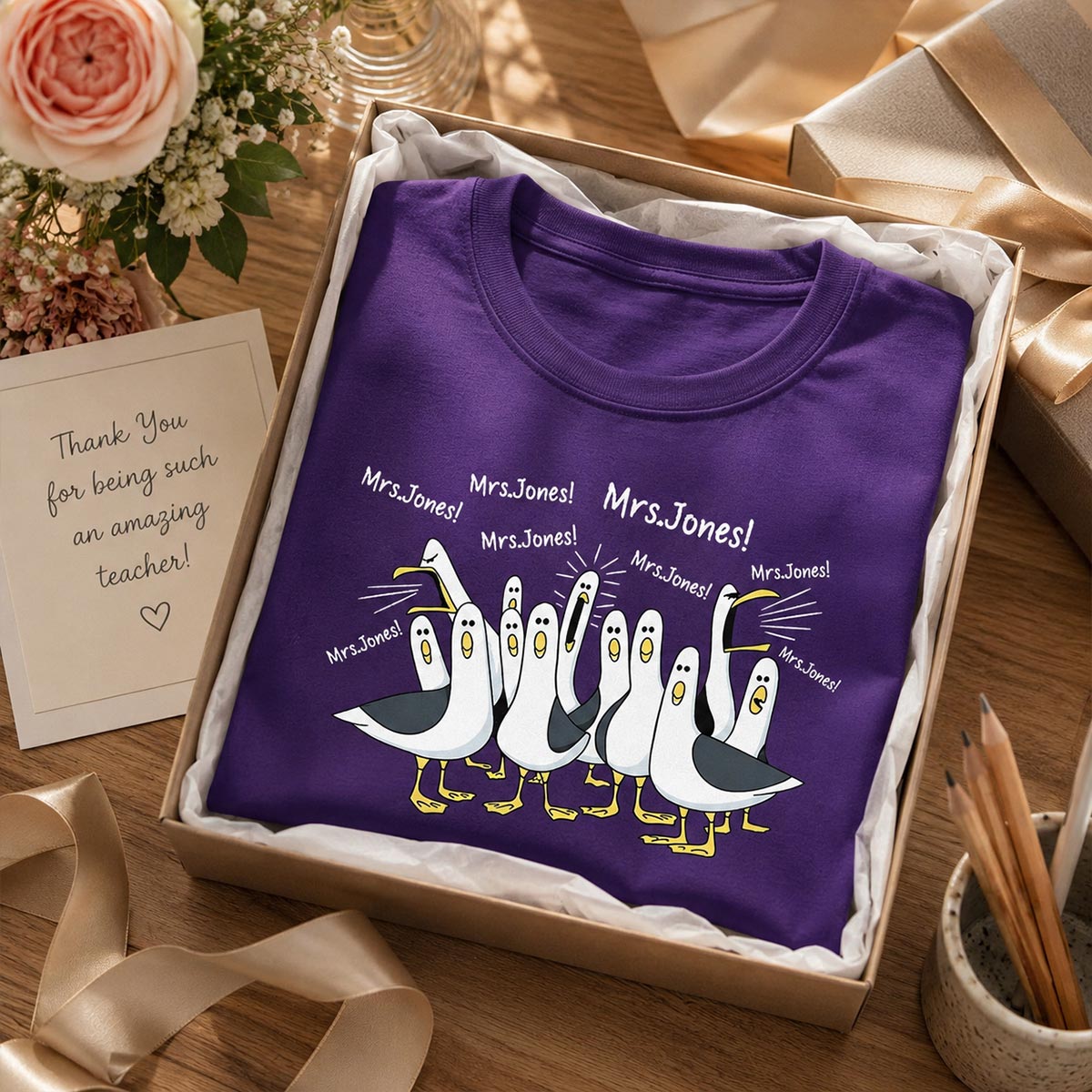 Funny Seagulls Calling Teacher Name - Personalized Shirt - Funny Gift For Teachers, Appreciation Gift