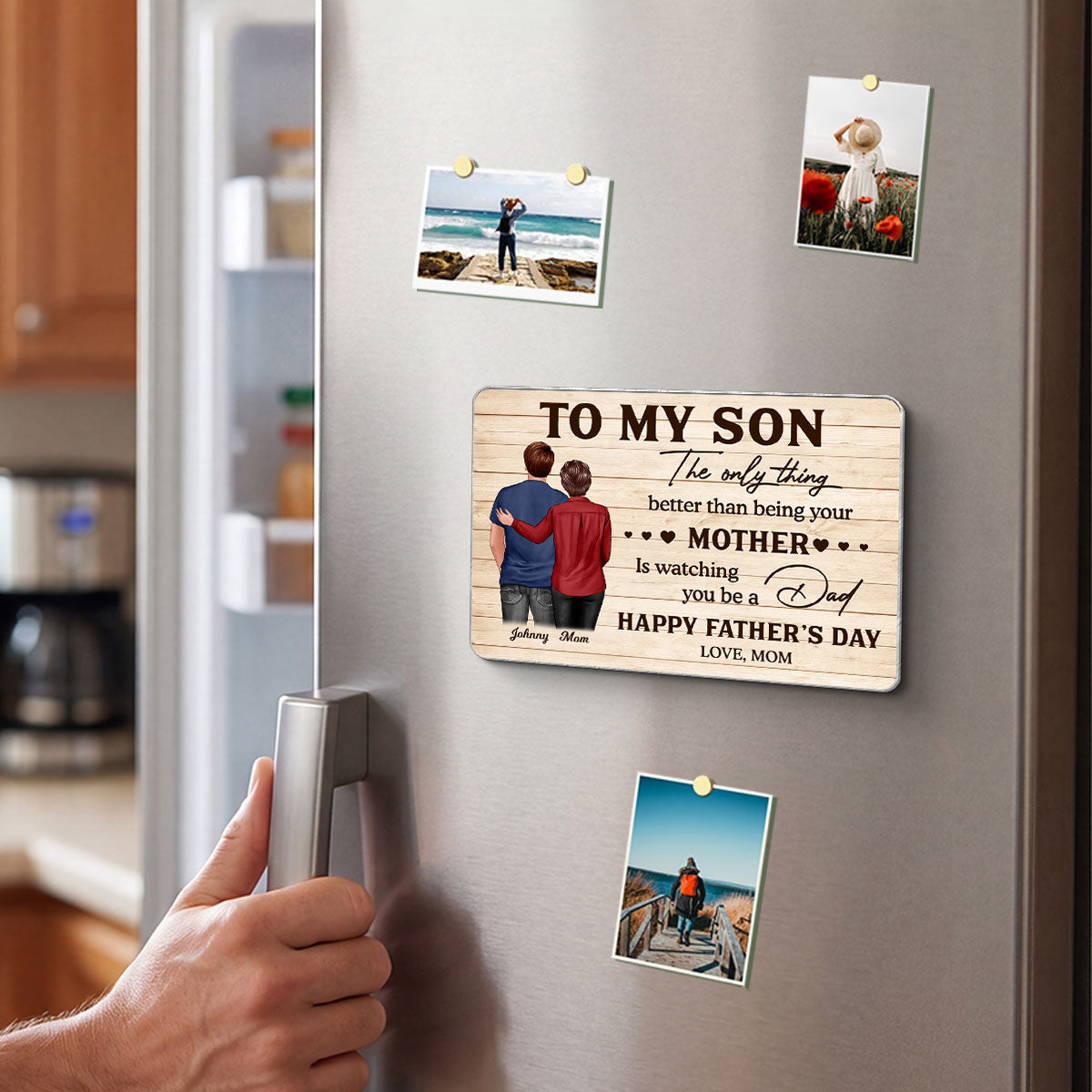 To My Son Watching You Be A Dad - Personalized Acrylic Fridge Magnet - Father's Day Gift For Son