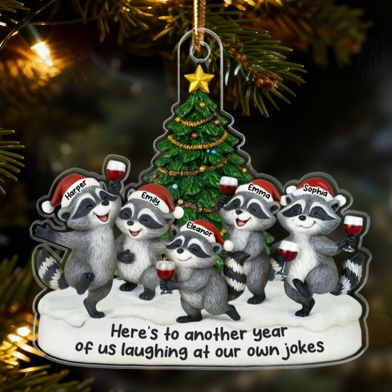 3D Effect Raccoon Best Friends Here's To Another Year Of Bonding - Personalized Acrylic Ornament - Funny Gift For Besties, Best Friends