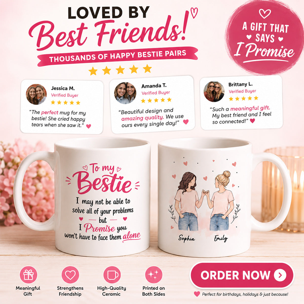 To My Bestie Pinky Promise Besties - Personalized Mug - Friendship Keepsake For Best Friends