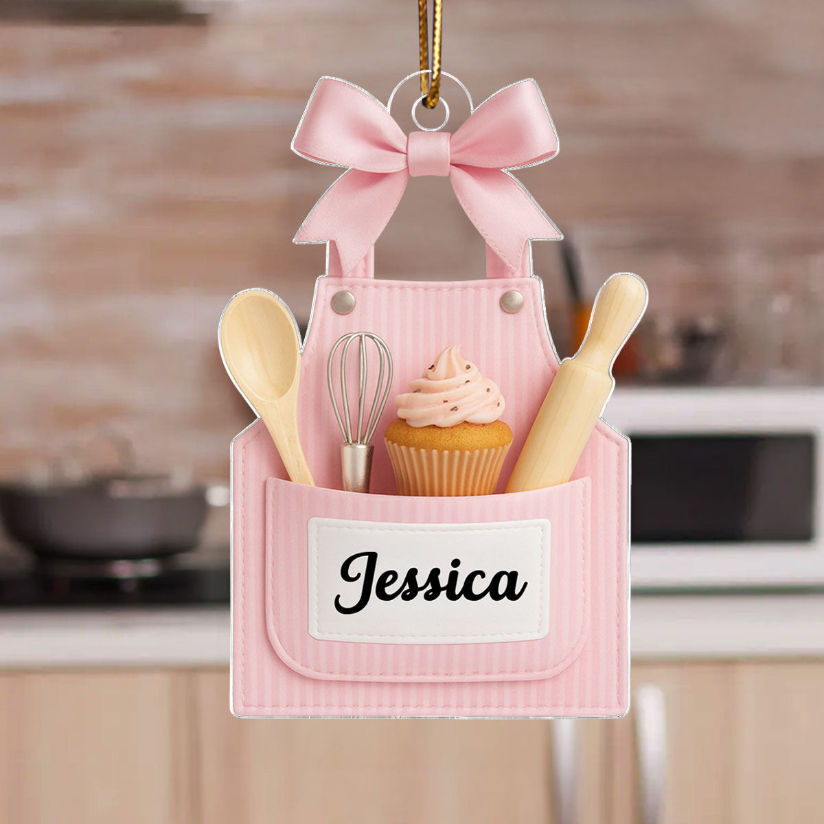 From Her Oven With Love – Personalized Acrylic Ornament – Heartfelt Gift for Women Who Love Baking, Mom, Wife