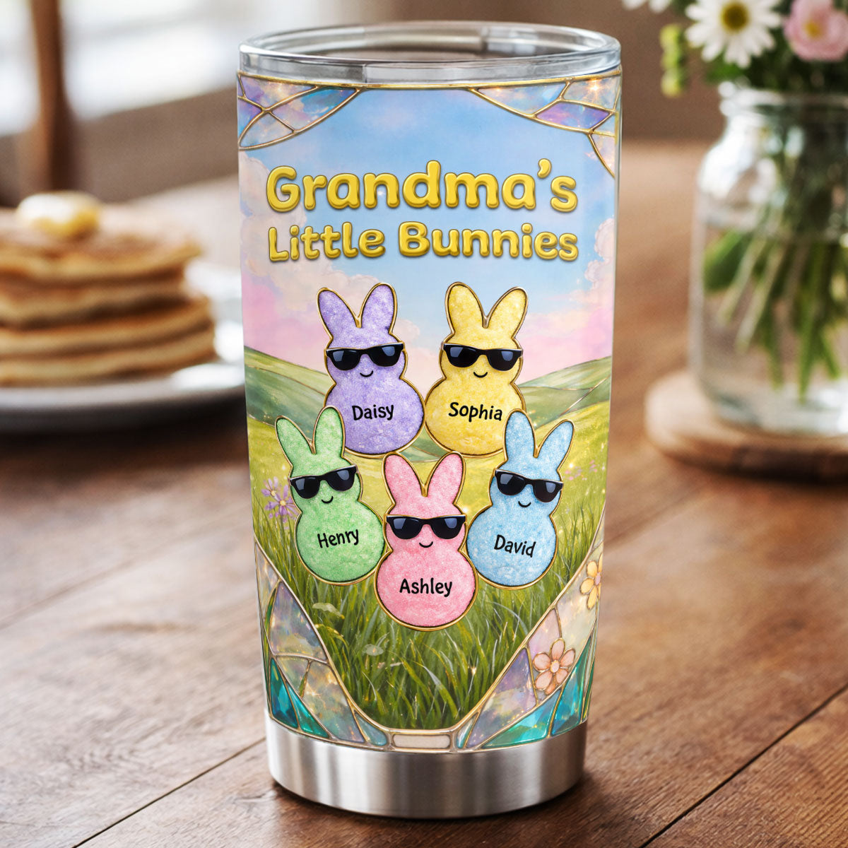 Grandma's Little Bunnies Cute Rabbits - Personalized Tumbler - Easter Decor Gift for Grandma, Mom