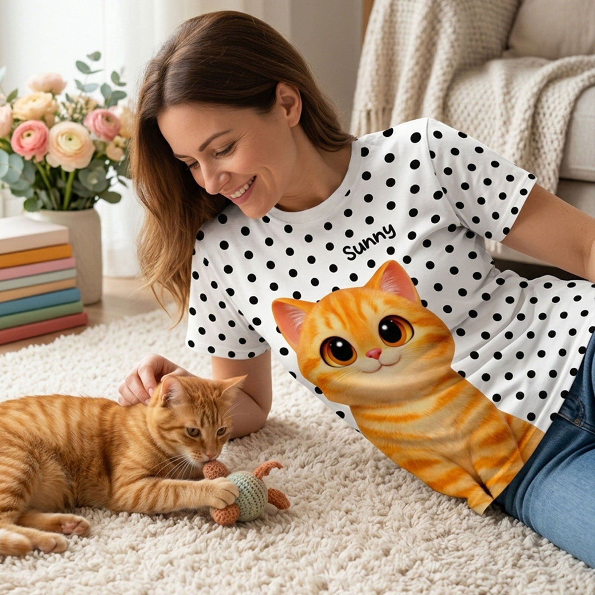 Trendy 2026 Style Polka Dot Cat Mom - Personalized Shirt - Trending Gift For Cat Mom