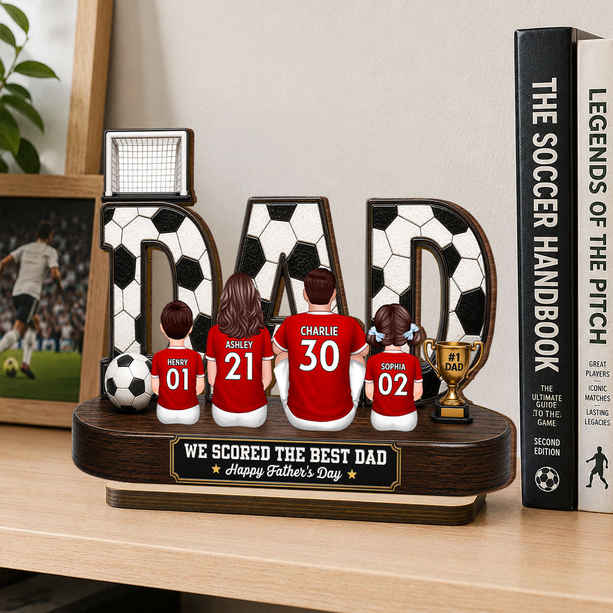 Soccer Family Legend We Scored The Best Dad - Personalized 2-Layered Wooden Plaque -  Gift For Dad, Husband, Soccer Lovers