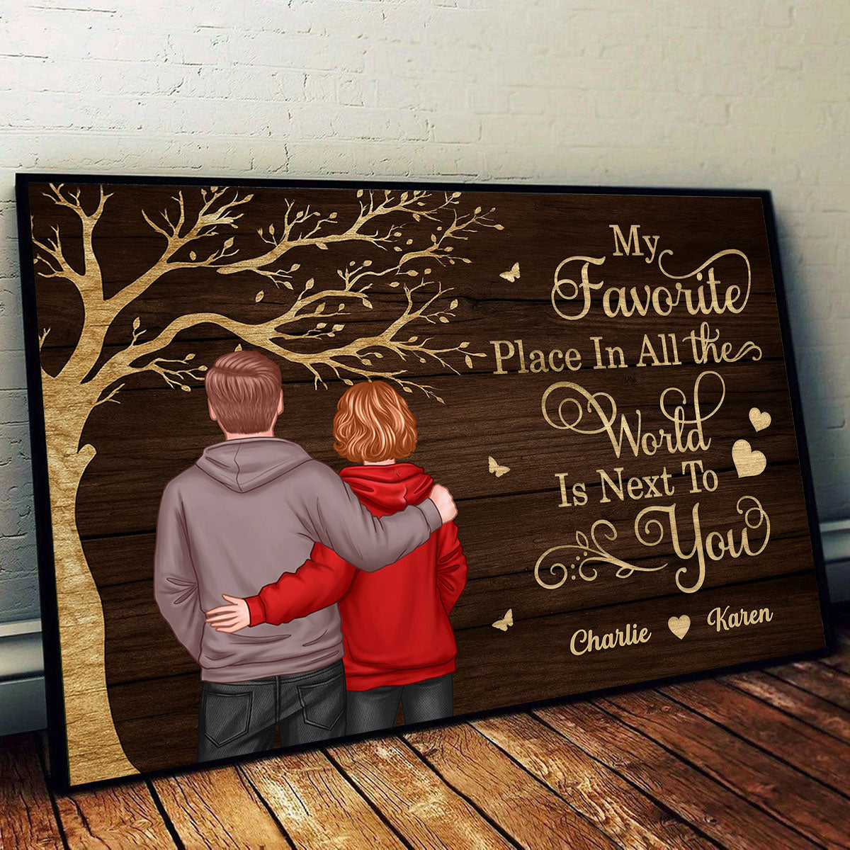 Favorite Place in All the World Couple Tree - Personalized Poster - Gift for him, Gift for her