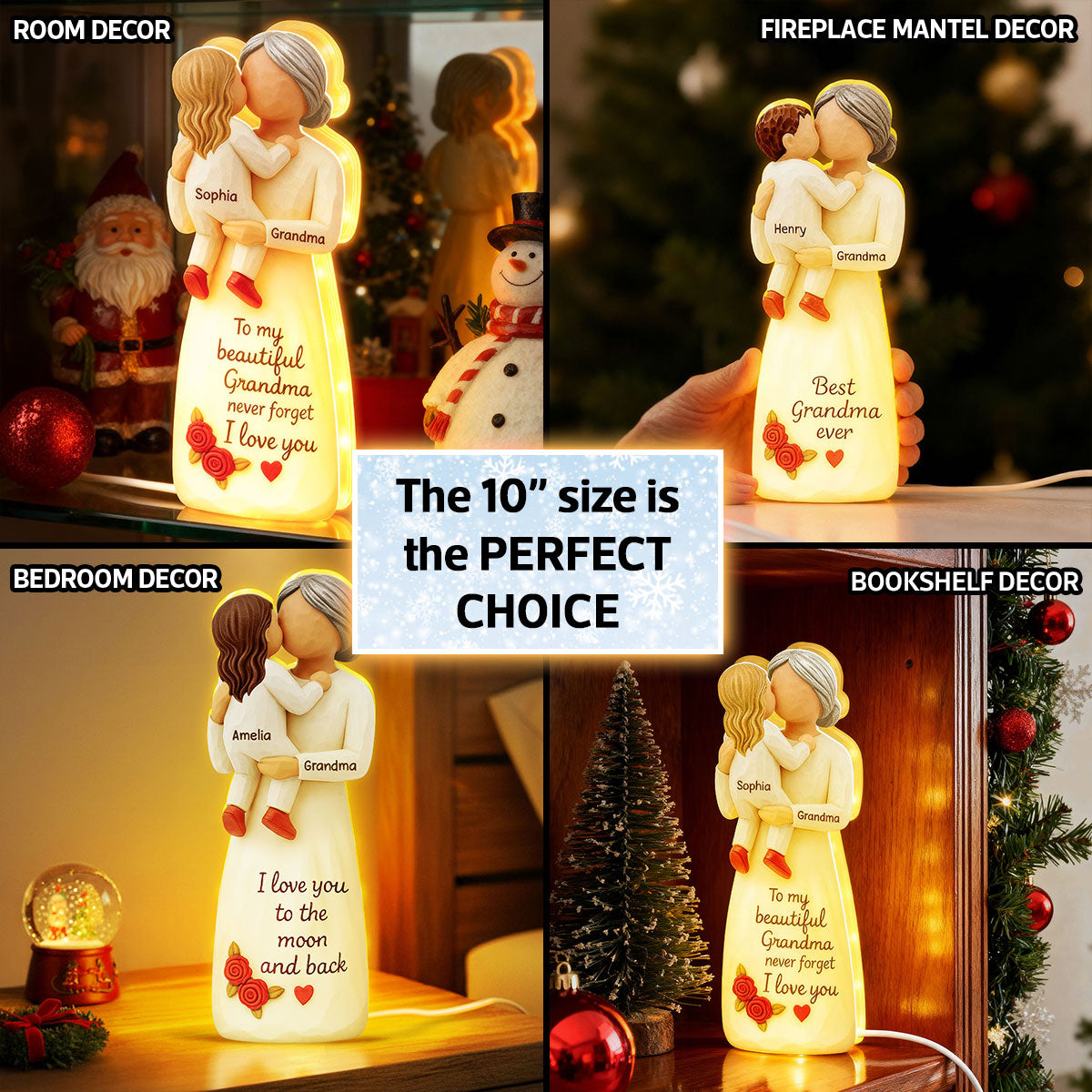 Grandma Hugging Grandkid 3D Effect - Personalized Light Box