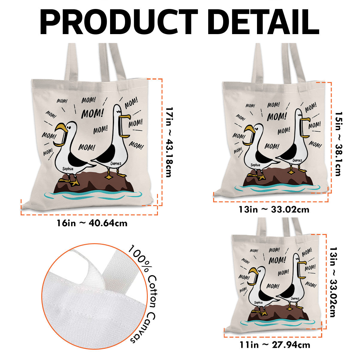 Seagull Mom Mom Mom - Personalized Tote Bag - Funny Mother's Day Gift For Mom